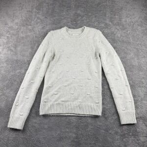 Lucky Brand Pom Pom Textured Pullover‎ Sweater Women's XS Ivory Long Sleeve